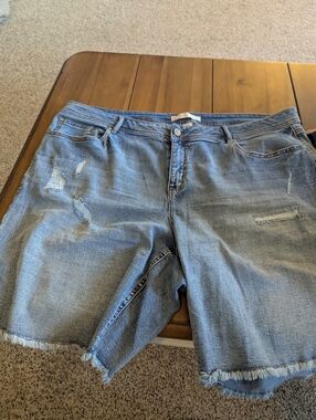 Women's Light Blue Distressed Jean Shorts